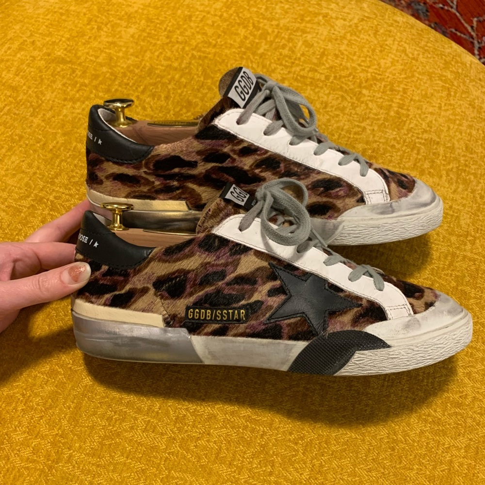 Golden Goose SUPERSTAR leopard print, calf hair, size 9/ 39 EU